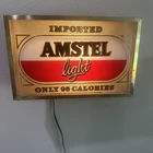 Vintage Imported Amstel Light Lighted Beer Sign With Inline Rotary Cord Switch