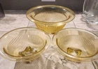 Vintage Federal Glass Yellow Ribbed Set of 3 Nesting Bowls Depression