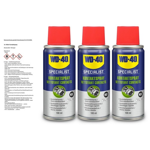 WD-40 SPECIALIST 3x 100 ml KONTAKTSPRAY KONTAKTREINIGER ELEKTRONIKSPRAY