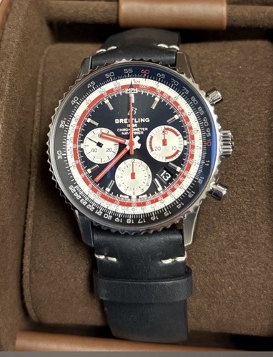 Breitling Navitimer 43mm Automatic Chronograph Date Blue Dial Black Leather