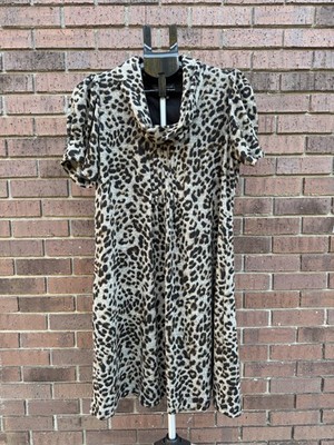 Jessica Howard Cheetah Leopard Animal Print Dress Short Sleeve Womens Size Large
