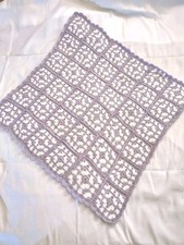 Crochet Baby Blanket Handmade Lavender White 30 30 Afghan Soft Granny Square