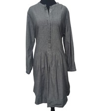 Gap Large 100% Cotton Chambray Pintuck Tunic Dress Lagenlook Minimalist Coastal
