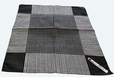 Anne Klein Black  White Striped And Checkered Silk 21 inches Square Scarf Vtg