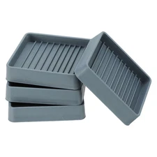 4Pcs 2.5" Furniture Pads Non-Slip Furniture Coasters Square Caster Cups Gray