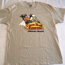 Camiseta Cornball Express Montaña Rusa Indiana Beach Parque de Atracciones Gris Tostado