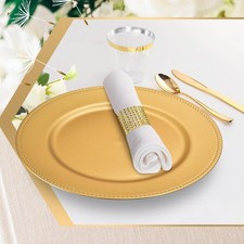 Gold Charger Plates With Beaded Rims,13 Inch Round Chargers Set Of 50 New