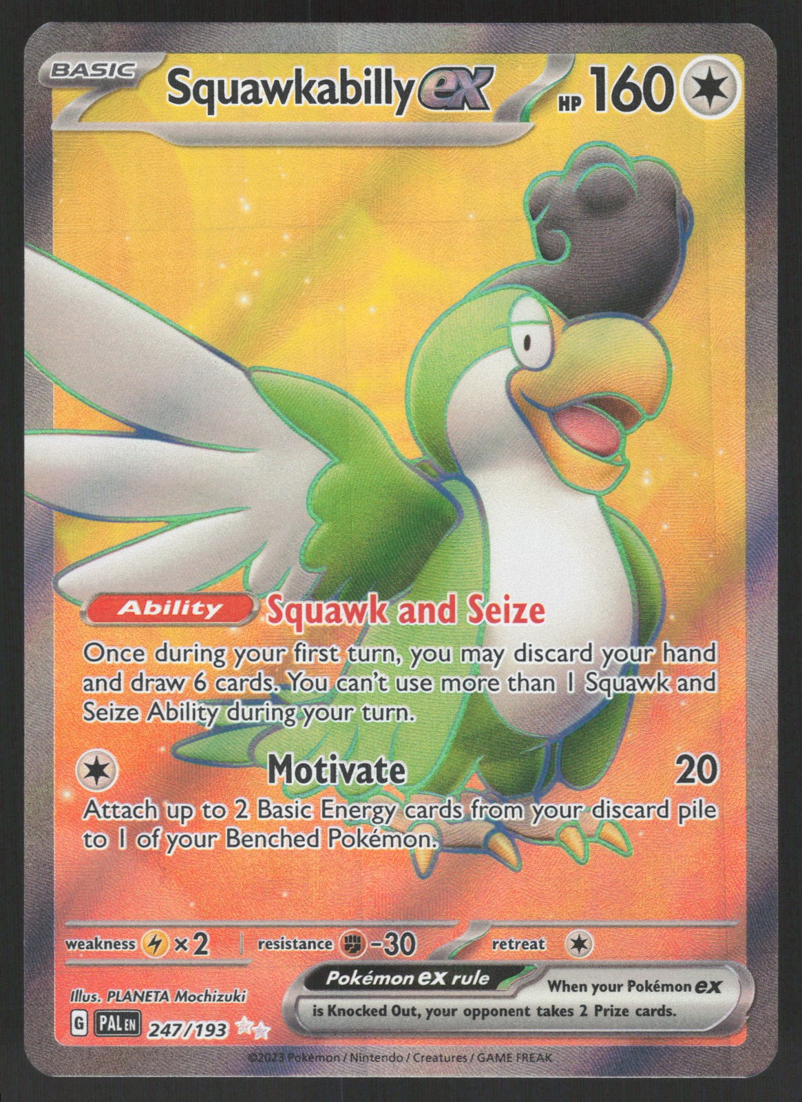 Squawkabilly ex 247/193 Ultra Rare Pokemon TCG Paldea Evolved NM