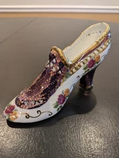 KPM Porcelain Shoe Figurine Ornate Floral Victorian Gilded 6.5'' Long 3.5'' Tall