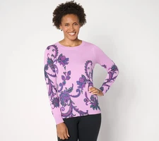 Attitudes by Renee Long Sleeve Printed Sweater-Perfect Paisley-Small A663618
