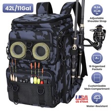 42L Large Capacity Fishing Tackle Backpack with Rod Holder Tackle Storage Bag
