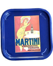 MARTINI ROSSI vassoio pubblicitario latta blu Vermouth Torino anni 80