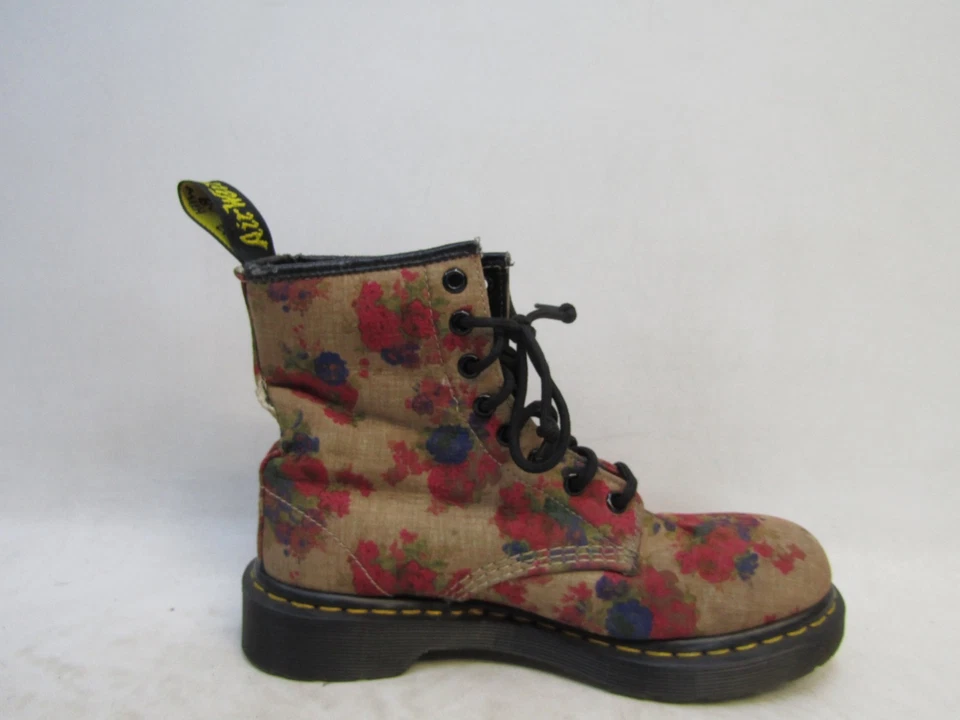 Dr. Martens Mujer Talla 7 M Marrón Floral Con Cordones 8 Ojos Tobillo Moda Botas Botín Foto 4 de 4