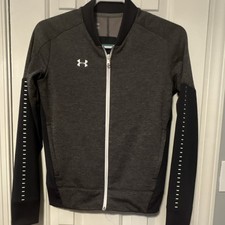 Under Armour ColdGear Women's Full Zip Track Jacket Pockets Gray/Black XS