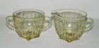 Federal Glass Co STAR PATTERN Amber Flat Creamer and Sugar Set