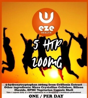 EZE HEALTH 5htp Depression , Insomnia , Relaxation ,Improve Mood 30-1000 capsules uk made