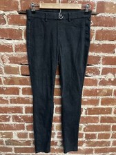 Uniqlo Womens Black Striped Dress Pants Stretch Polyester Spandex Size Medium