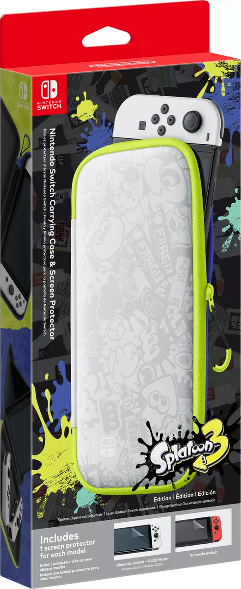 Nintendo - Switch Carrying Case & Screen Protector Splatoon 3 Edition -  White