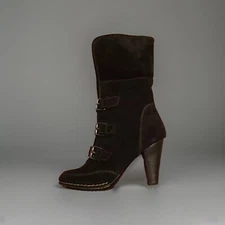 *NEW* Sofft Skagen Black Suede Mid Calf Fold Over Cuff Dress Boots Size 8