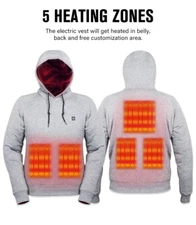XL-Electric Heated Pull over Hoodie Sweatshirt –Gray Sweatshirt-Battery Included