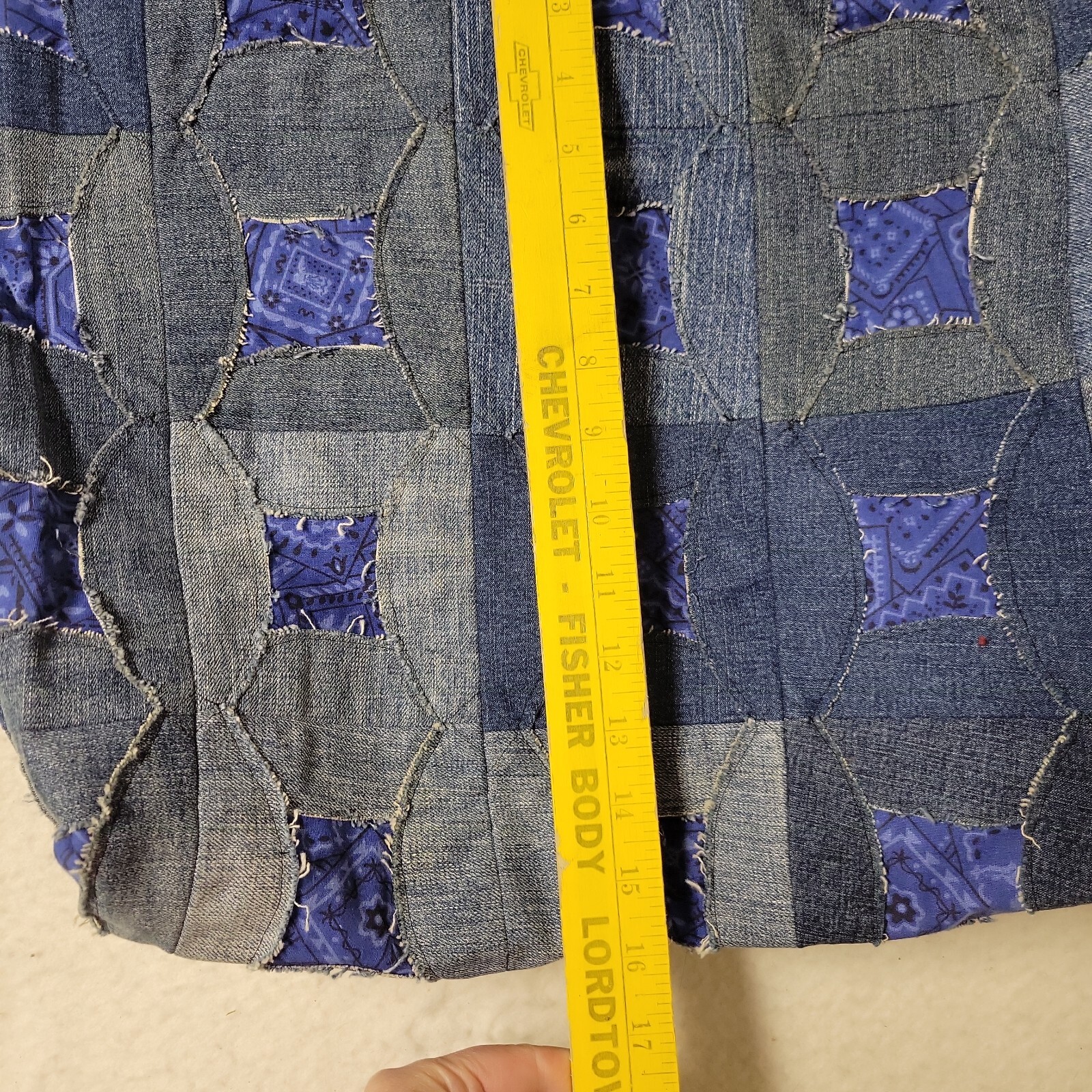 Large Handmade Patchwork Denim Tote Bag Purse Han… - image 7