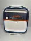 Collapsible Sink with Plug ~ Camping/Folding Dish Drainer/Fruit Wash Tub ~ New