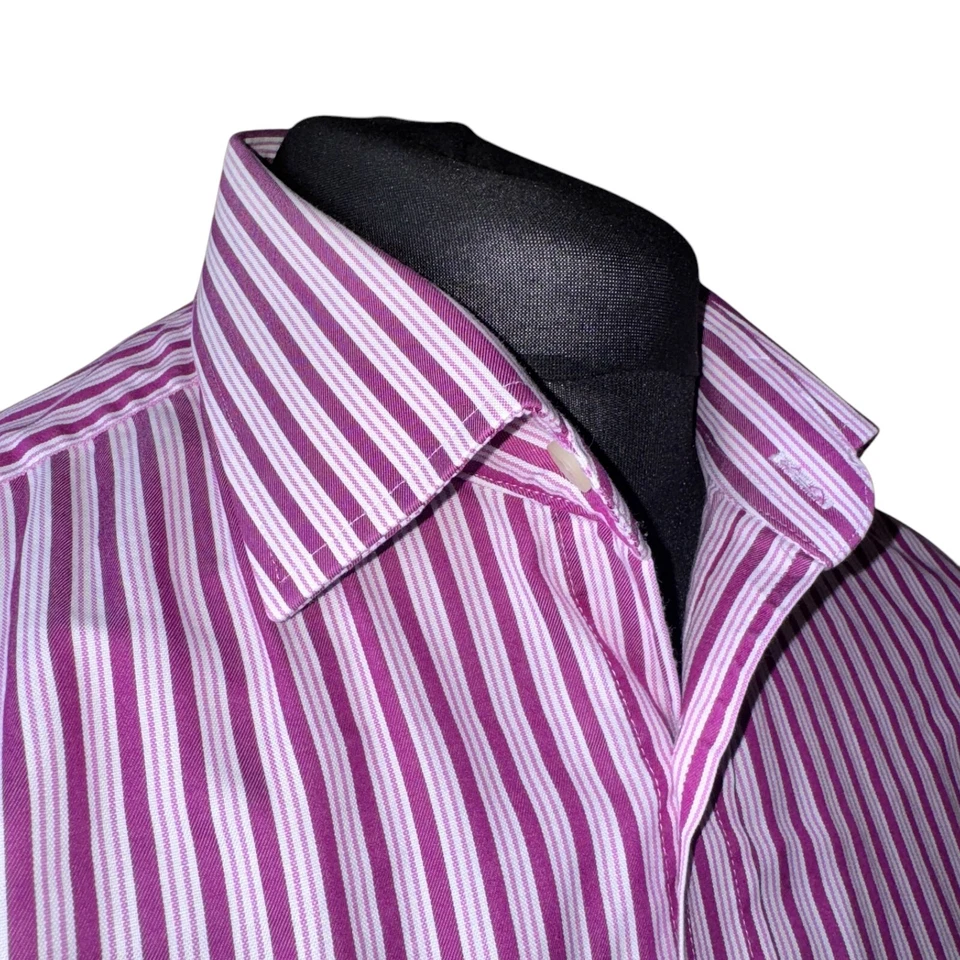 HAWES AND CURTIS Shirt Mens 16 Fits as XL (44")  Red Striped - Image 2 of 4