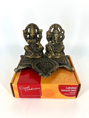 Brass Diwali Diya Oil Lamp Puja Pooja Lakshmi Ganesh Idol Home Temple Decor