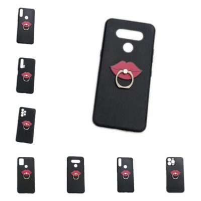 For Various Phones 3D Cute Lips Finger Ring Stand Holder Soft TPU Case Cover