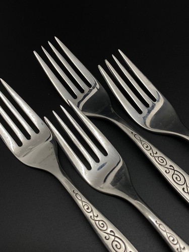 Gorham SPANISH SCROLL Silver Stainless 4 Salad Forks (RF82) - Bild 3 von 4