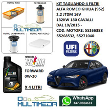 TAGLIANDO FILTRI UFI E OLIO ORIGINALE 0W20 ALFA ROMEO GIULIA 2.2 JTDM 16V 180 CV