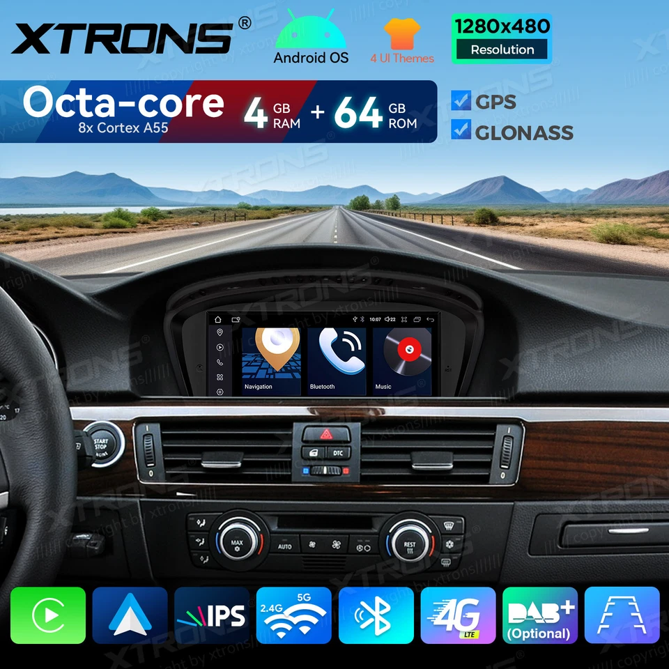 8.8" Android 14 8Core 4+64GB Car GPS Stereo Head Unit For BMW 3/5 er E60 E90 CIC - image 2 of 4