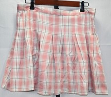 Pink  Brown School Girl Skirt with Side Zip Short SIze 32" Waist 100 Polyester