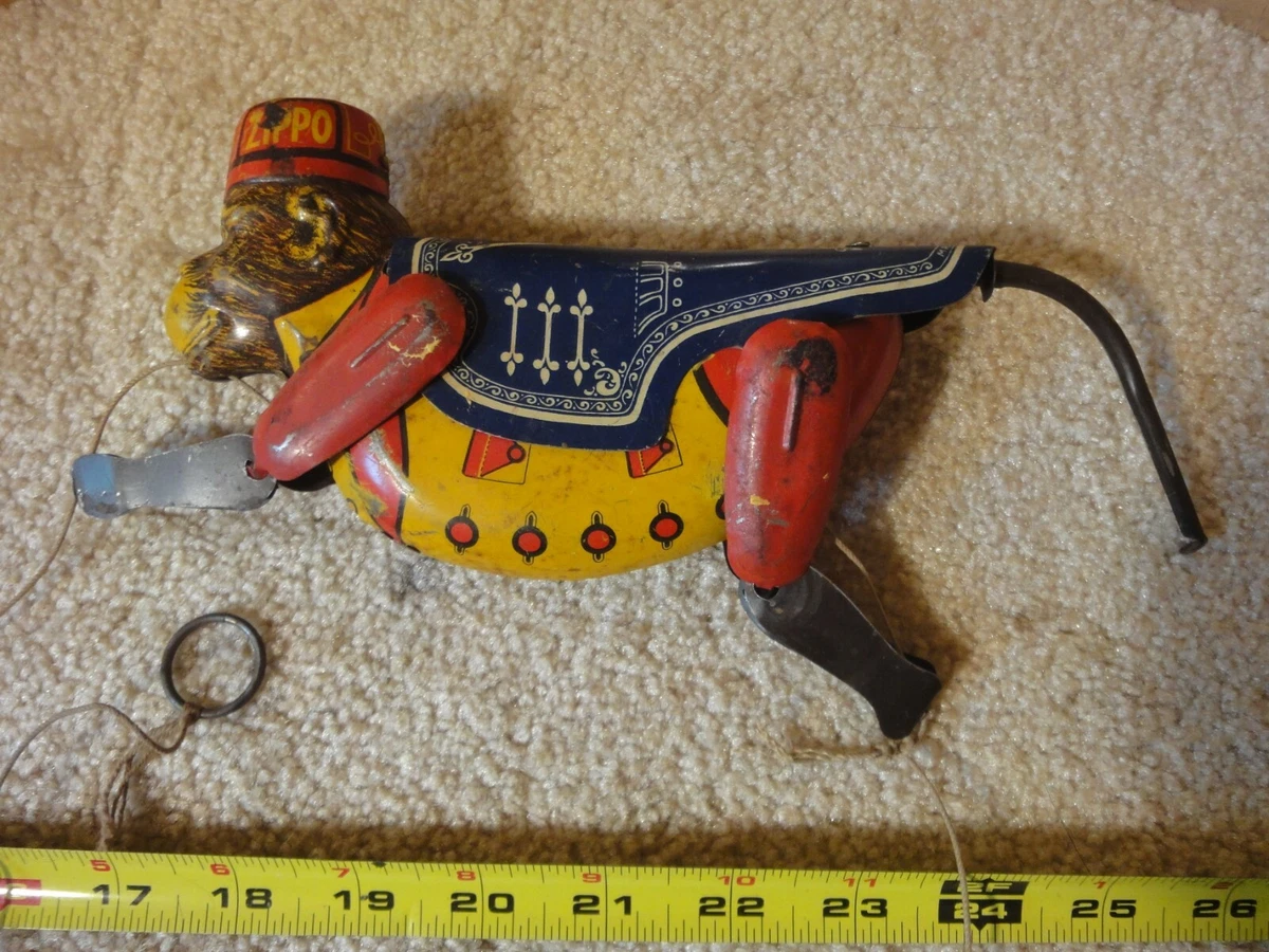 Rare! Vintage Marx tin toy, Zippo the climbing circus Monkey. Tin litho  pull toy