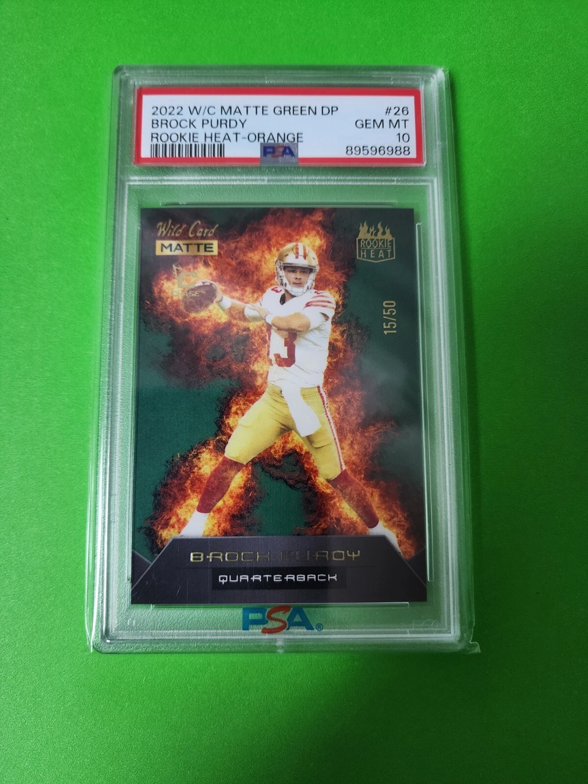 Brock Purdy Wild Card Matte Green Draft Pick Rookie Heat #26 Orange