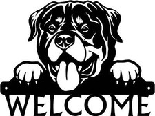 Rottweiler Detailed Dog Face Welcome Sign or Custom Name