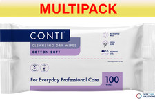 5 x Conti So Soft Cotton Large Patient Wipes - 30 x 28 cm - 5 Packs of 100