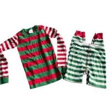 Hanna Andersson Kids Elf Pajamas Red Green White Long Sleeve Jogger Pants Size 8