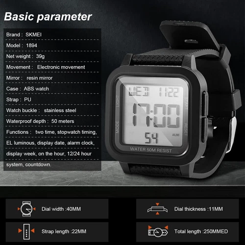 Men's Military Sports Watch LCD Screen Waterproof Wristwatch Large Digital Face - Picture 3 of 15