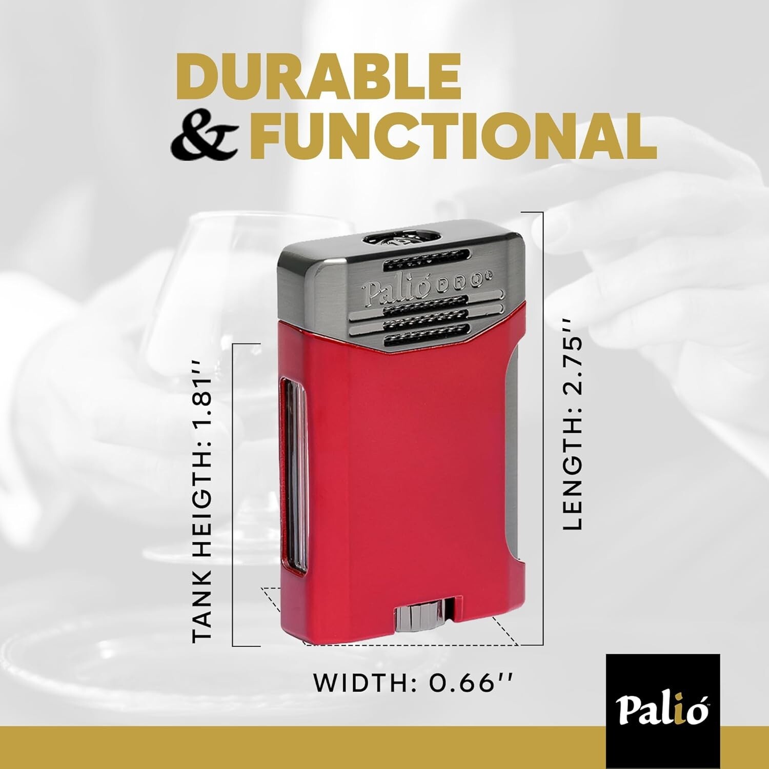 PALIO&reg; Pro , Antares Double-Jet Torch Lighter. Side Squeeze Ignition, Red