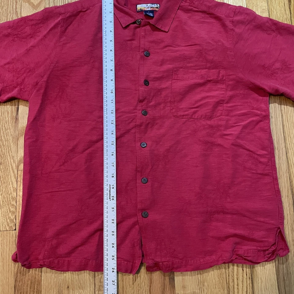 Camisa Havana Jacks Café Hawaiana Para Hombre Grande Roja Abotonada Estampado Palmera Foto 2 de 4