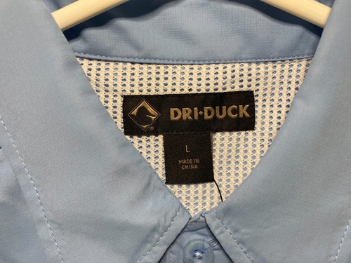 Dri Duck Shirt Men's Large Blue Long Sleeves Outdoor Fishing Lined UPF+ Teflon - Picture 3 of 11