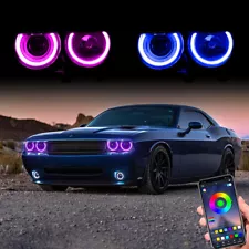 VLAND LED Headlights RGB DRL For 08-14 Dodge Challenger W/Sequential Front Lamps