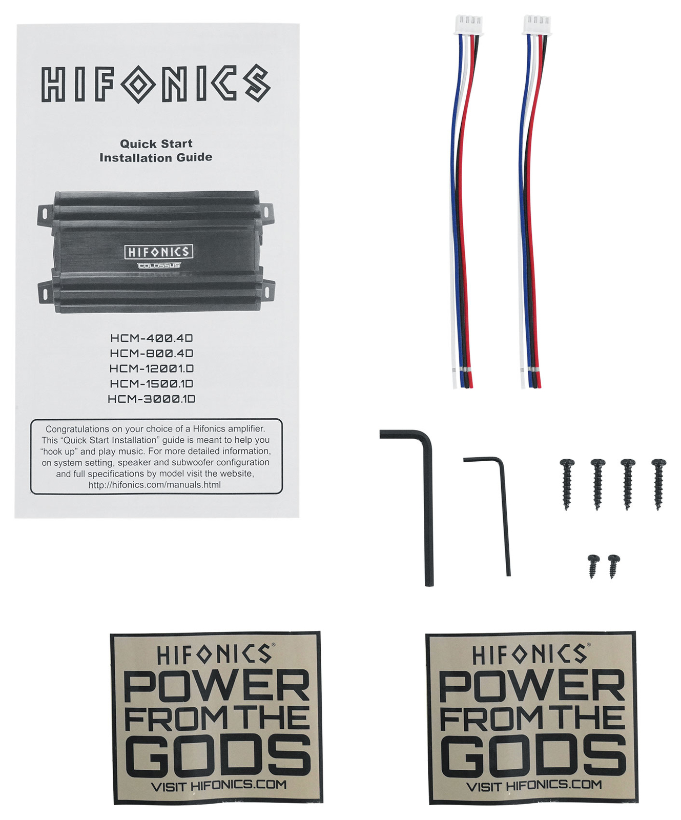 4-канальный автомобильный усилитель Hifonics HCM-4004D мощностью 400 Вт Компактный усилитель класса D Комплект проводов