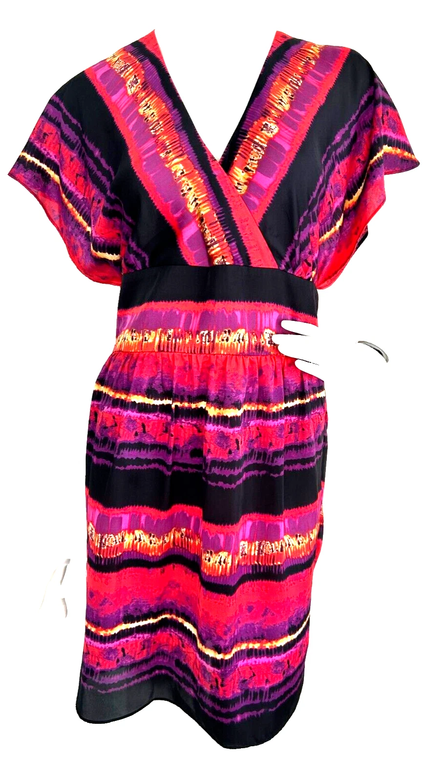 VETEMENTS Abito bucato Shelli Segal manica dolman scollo a V zip raso rosa taglia media 8