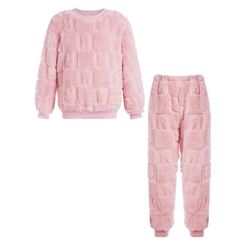 Kids Childrens Warm Fleece Pyjamas Set For Girls Boys Sleepwear 2 Pieces Sets - Bild 52 von 56