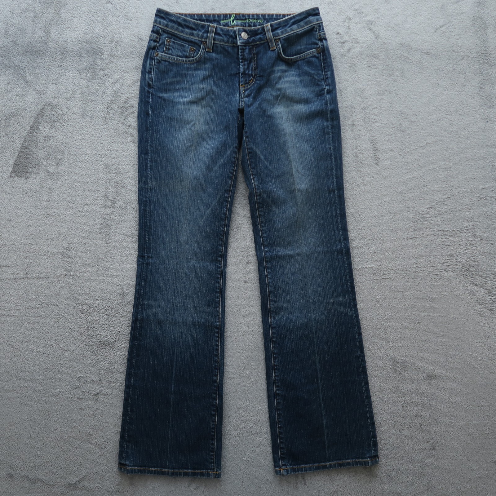 BEBE Jeans Women's 29 Blue Low-Rise Bootcut Denim Pants 28x33-Measured Beaded