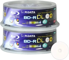 50 Pack  Blu-Ray BD-R DL Dual Layer 6X 50GB White Inkjet Hub Printable Recordabl
