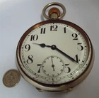 SUPERB CLEAN WORKING LARGE 3" ENGLISH ANTIQUE 8 DAY GOLIATH RAILWAY POCKET WATCH