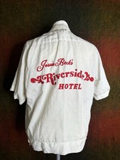 Vintage 1960s/70s Chain Stitch Bowling Shirt Las Vegas Riverside Hotel 22 x 23
